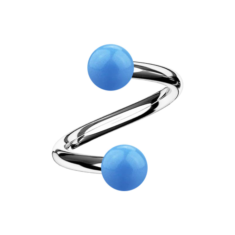 Micro spirale argento con due sfere blu chiaro