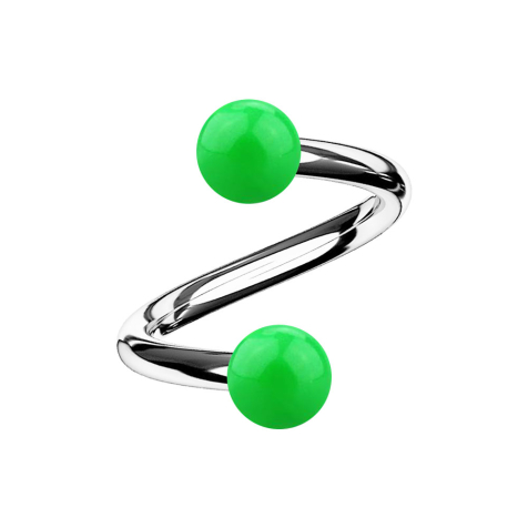 Micro spirale argento con due sfere verdi