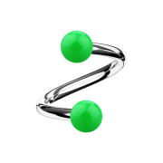 Micro spirale argento con due sfere verdi