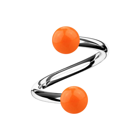 Micro spirale argento con due sfere arancioni