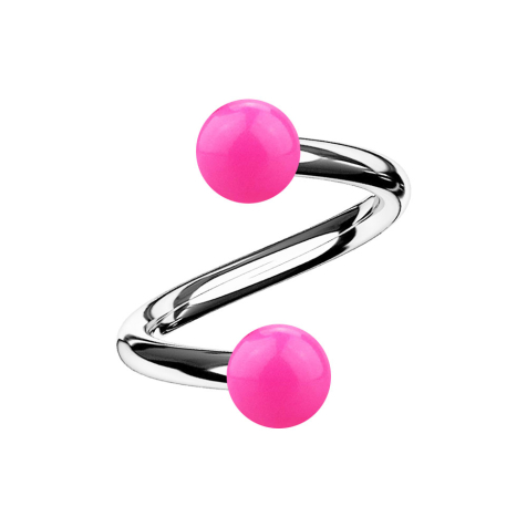Micro spirale argento con due sfere rosa