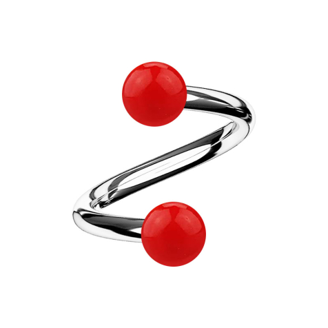 Micro spirale argento con due sfere rosse