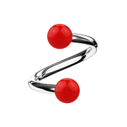 Micro spirale argento con due sfere rosse
