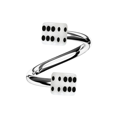 Micro spirale argento con due cubi bianchi