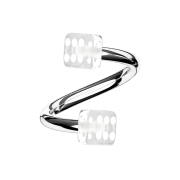 Micro spiral silver with two transparent cubes