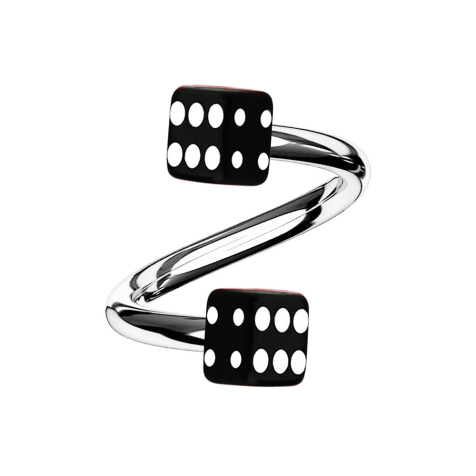 Micro spirale argento con due cubi neri