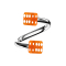 Micro spirale argento con due cubi arancione trasparente