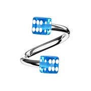 Micro Spirale silber mit zwei Würfel hellblau...
