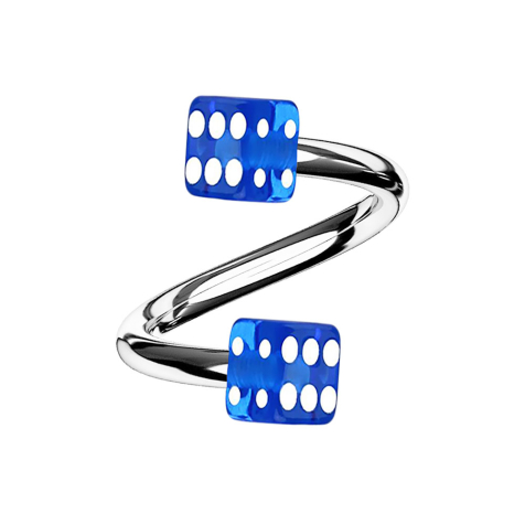Micro spiral silver with two cubes dark blue transparent
