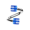 Micro spiral silver with two cubes dark blue transparent