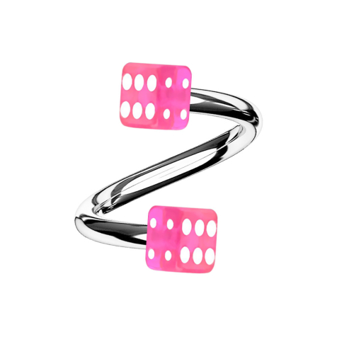 Micro spirale argento con due cubi rosa trasparente