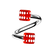 Micro spirale argentée avec deux cubes rouge...