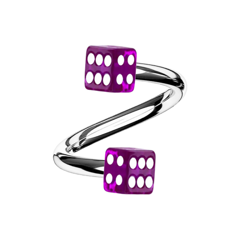 Micro spirale argento con due cubi viola trasparente