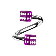 Micro spirale argento con due cubi viola trasparente