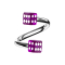Micro spirale argento con due cubi viola trasparente