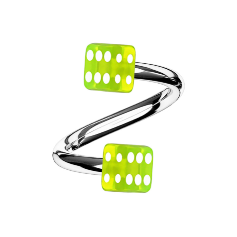 Micro spirale argento con due cubi verde trasparente