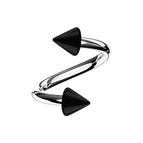 Micro spirale argento con due coni neri