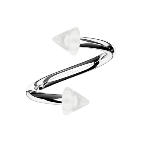 Spirale dargento con due coni trasparenti