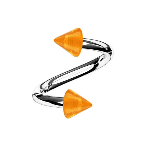 Micro Spirale silber mit zwei Cones orange transparent