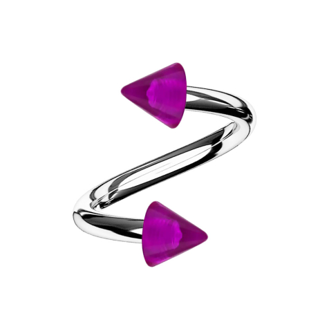 Micro Spirale silber mit zwei Cones violett transparent