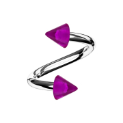 Micro Spirale silber mit zwei Cones violett transparent