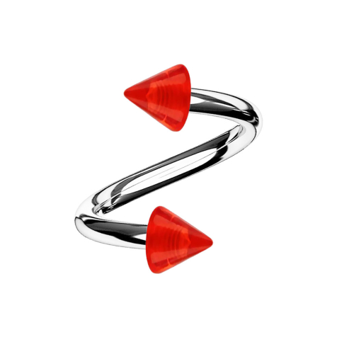Micro Spirale silber mit zwei Cones rot transparent