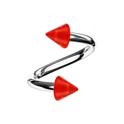 Micro Spirale silber mit zwei Cones rot transparent