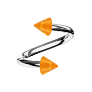 Spiral silver with two cones orange transparent