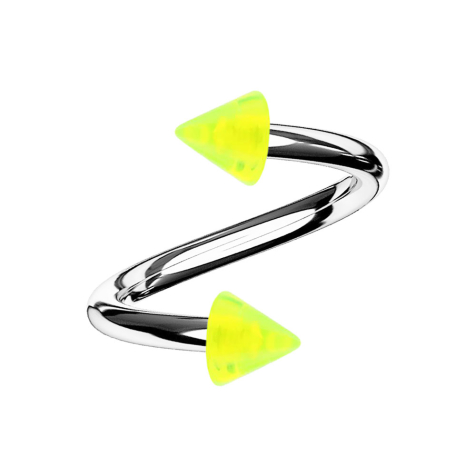 Spirale argentée avec deux cônes jaunes transparents
