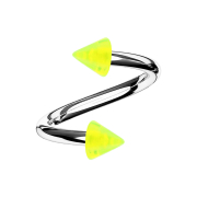 Spiral silver with two cones yellow transparent