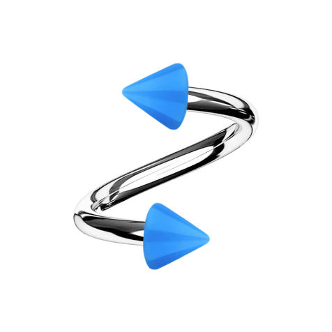 Micro spirale argentée avec deux cônes bleu clair