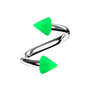 Micro spirale argentée avec deux cônes verts