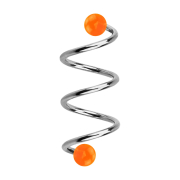 Micro spirale argentée avec deux boules orange...