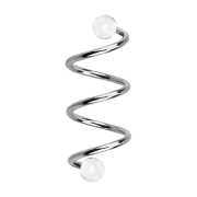 Micro spirale argentée avec deux boules transparentes