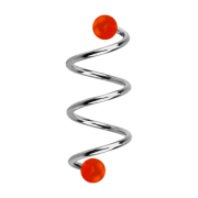 Micro spirale argentée avec deux boules rouges...