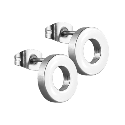 Stud earrings fake tunnel silver