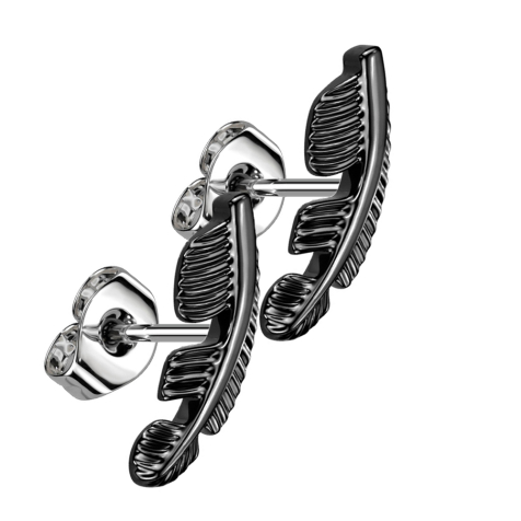 Stud earrings feather black