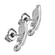 Stud earrings feather silver