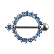 Barbell crystal wreath light blue