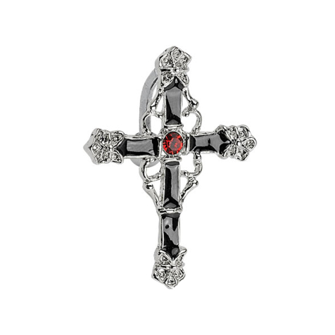 Banane silber mit Kreuz und Kristall rot