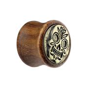 Flared plug made of sono wood with sugar skull
