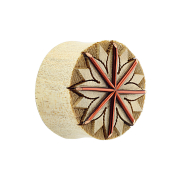 Flared plug made of crocodile wood with lotus flower made...