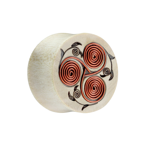 Spina svasata in legno di coccodrillo con fiore in filo di rame