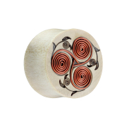 Flared plug made of crocodile wood with copper wire flower