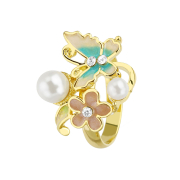 Ring vergoldet Schmetterling mit Perlen