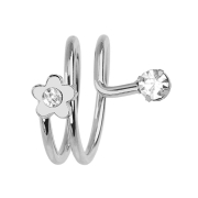 Anello in argento con fiore e cristallo