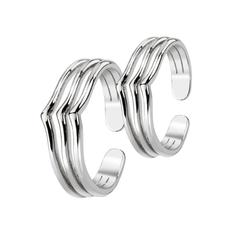 Ring set silber mit drei Linien