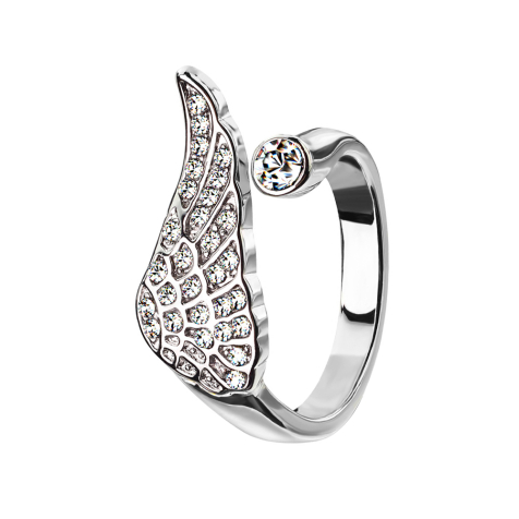 Ring silver with angel wings