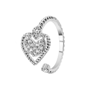 Ring silver with heart in heart