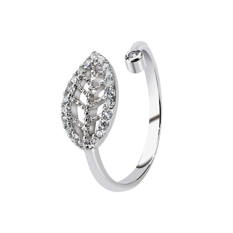 Ring silber mit Blatt